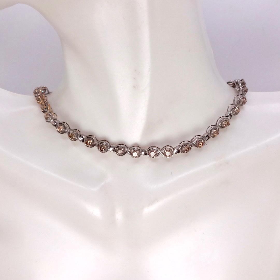 Vintage Champaign Diamond chain 14 inch Choker Chain 925 Sterling Silver necklace
