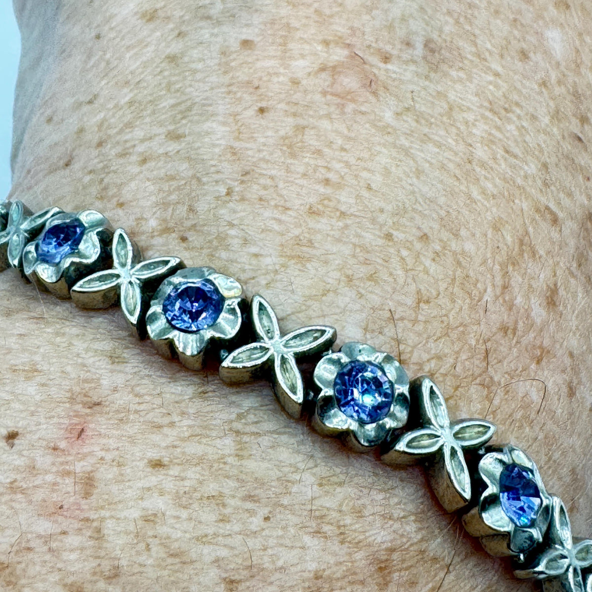 Vintage Purple Amethyst and Cubic Zirconia Bracelet 925 Sterling Silver