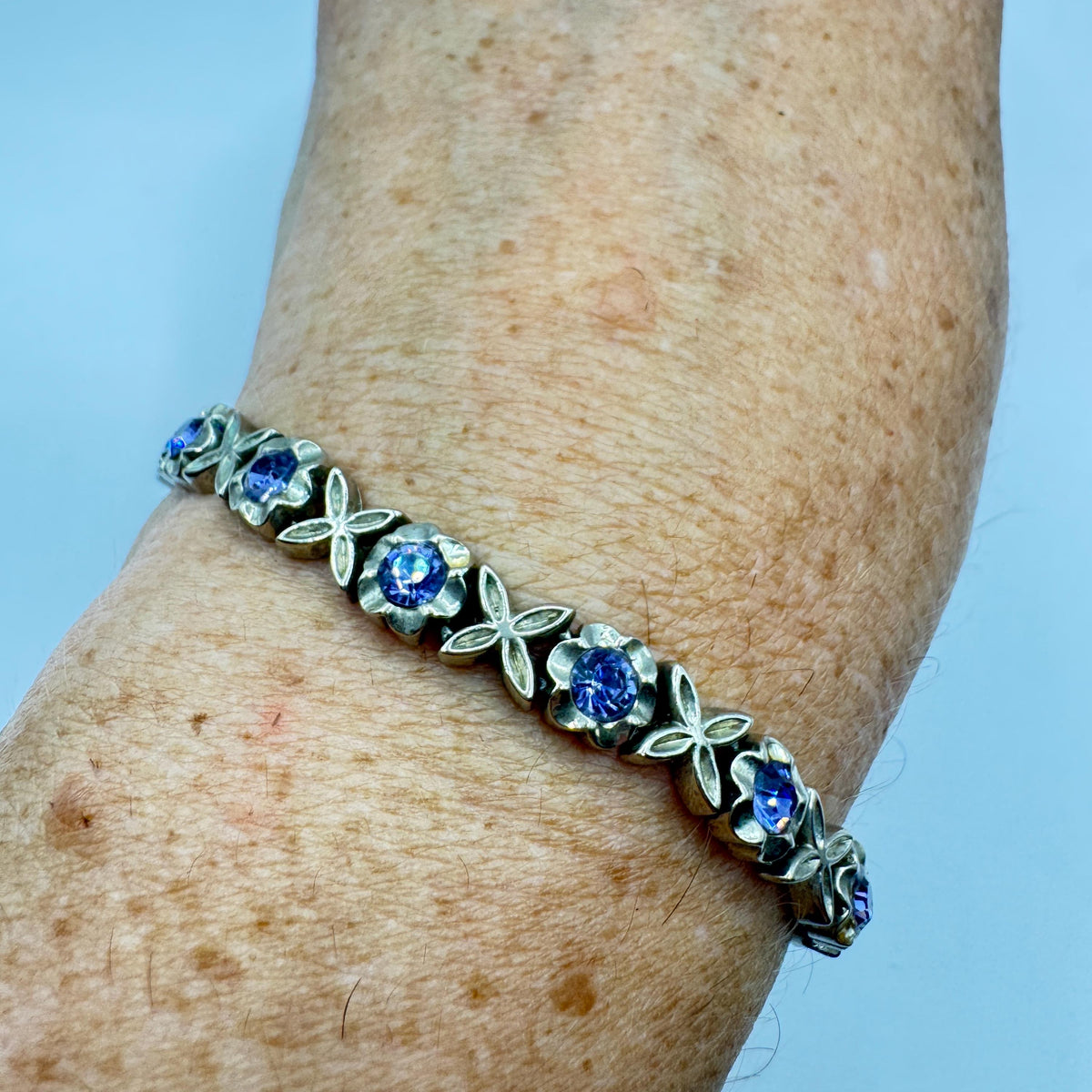Vintage Purple Amethyst and Cubic Zirconia Bracelet 925 Sterling Silver