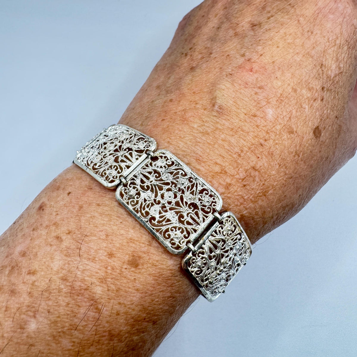 Vintage 925 Sterling Silver Filigree Bracelet