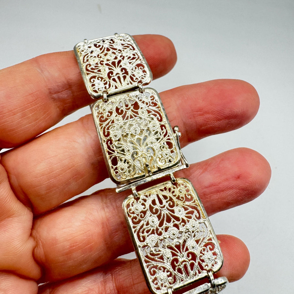 Vintage 925 Sterling Silver Filigree Bracelet