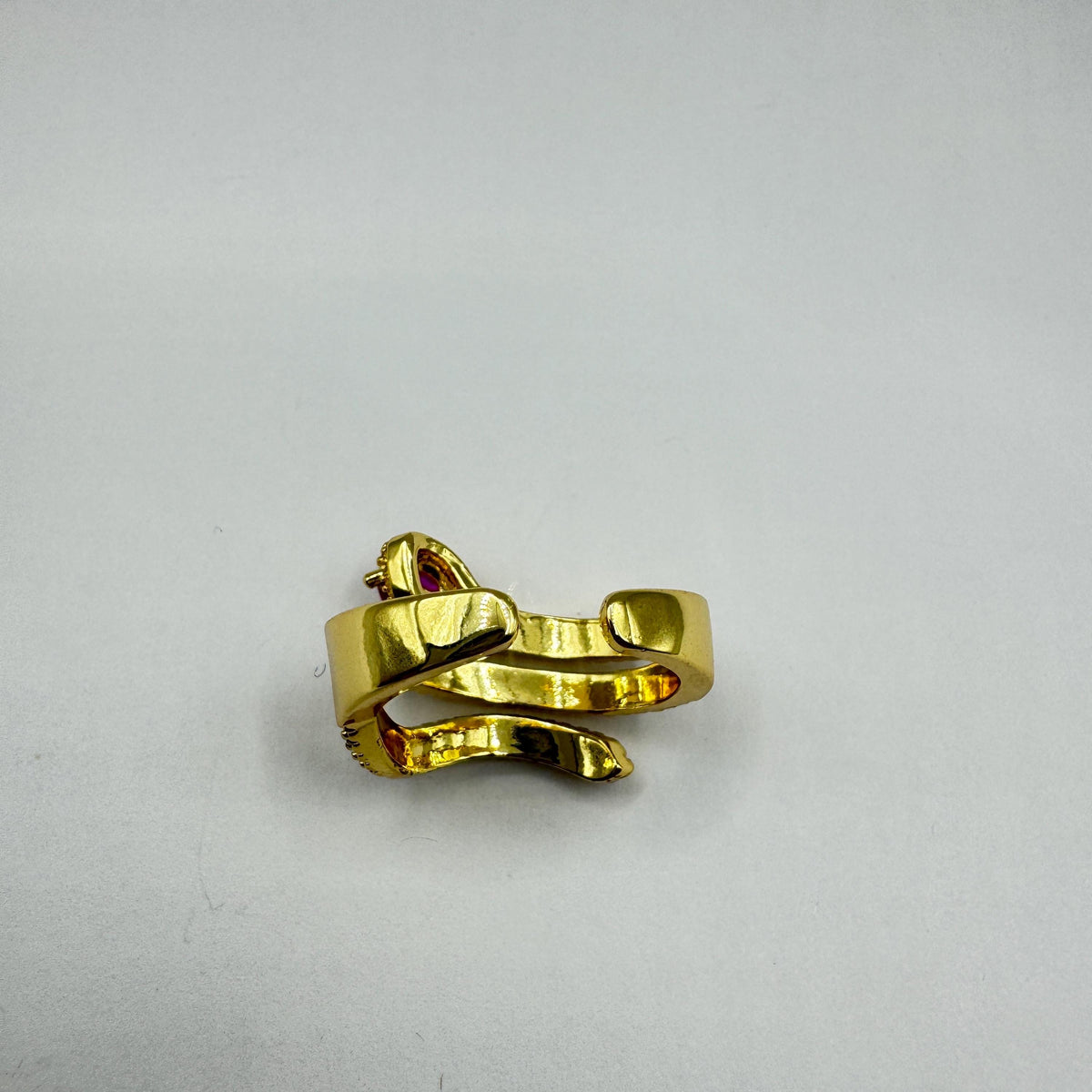 Vintage Snake Serpent Ring Gold filled Deco Cocktail Adjustable