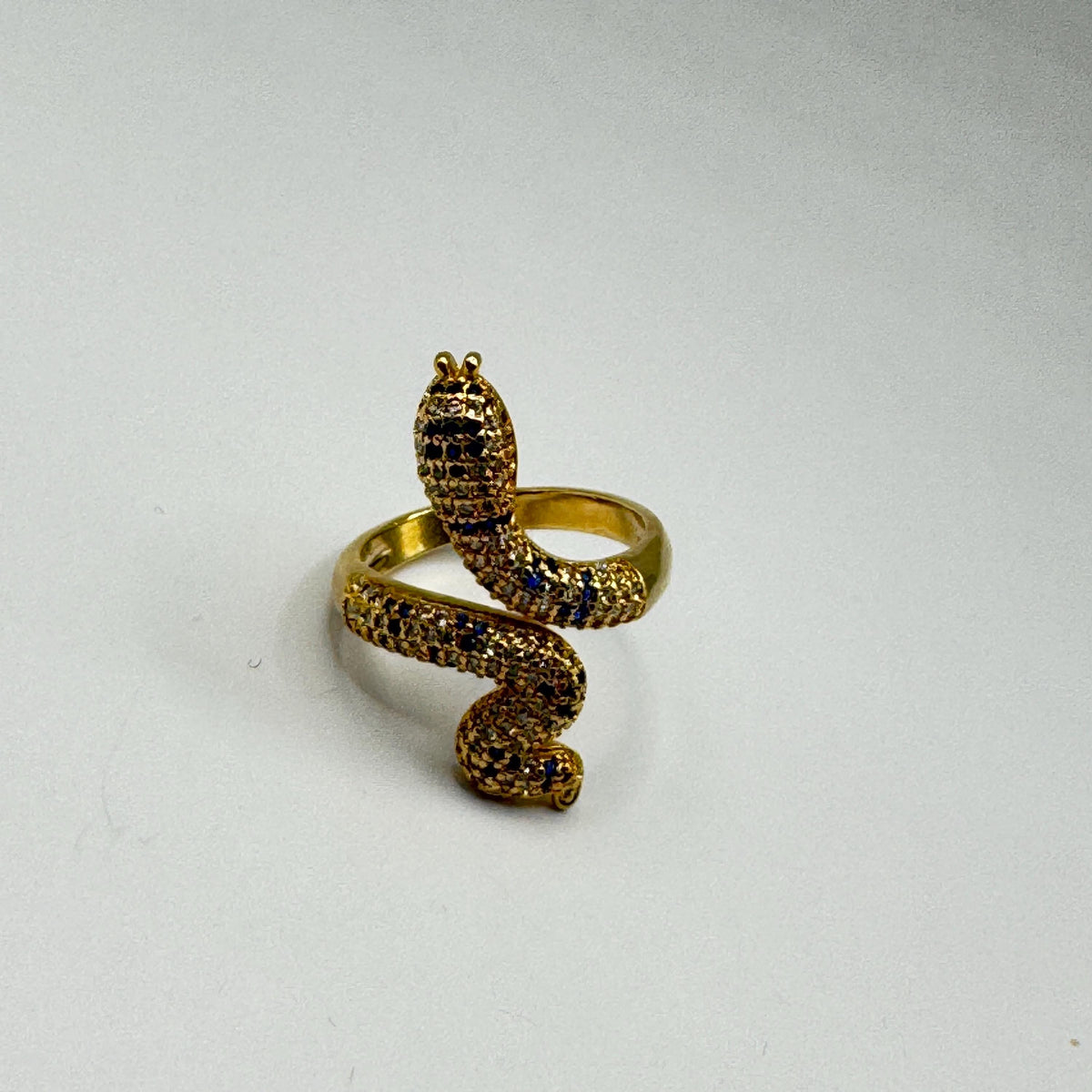 Vintage Snake Serpent Ring Gold filled Deco Cocktail Adjustable