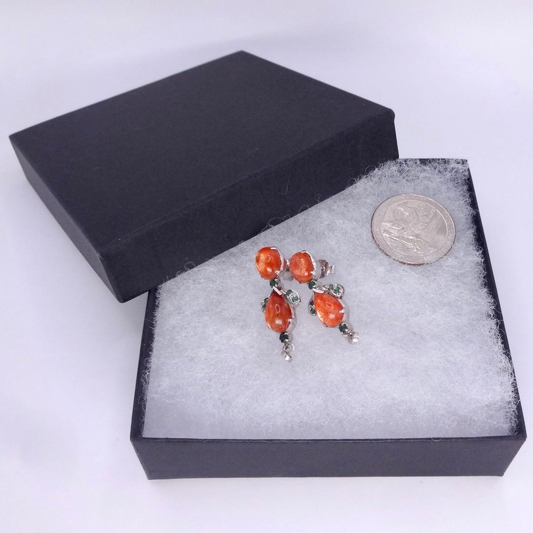 Vintage Citrine Emerald Earrings 925 Sterling Silver Deco