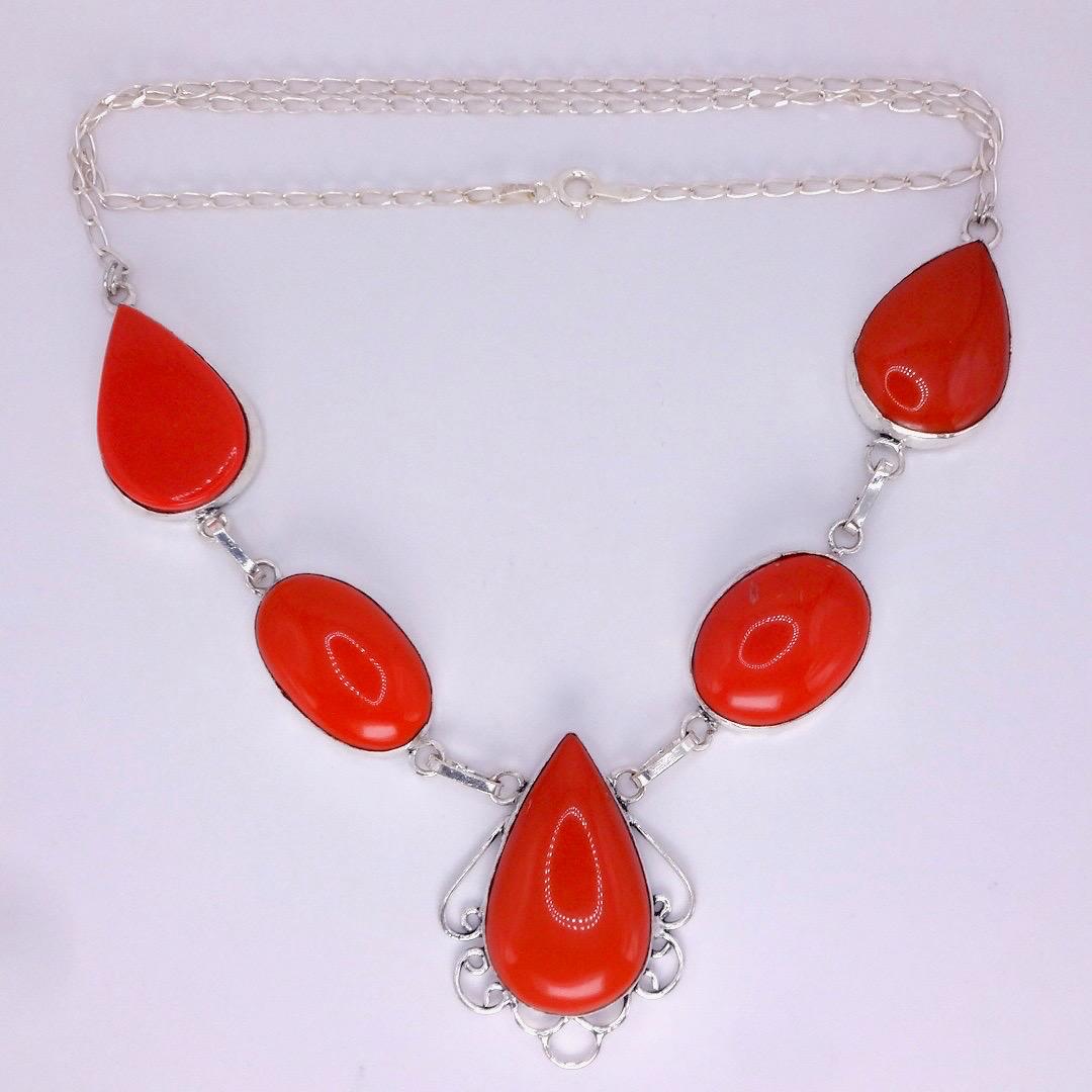Vintage Boho Silver Red Choker Necklace Choker