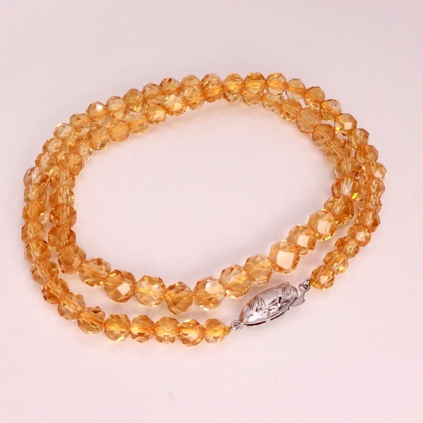 Hand Knotted Vintage Golden Crystal beaded 16 inch Necklace