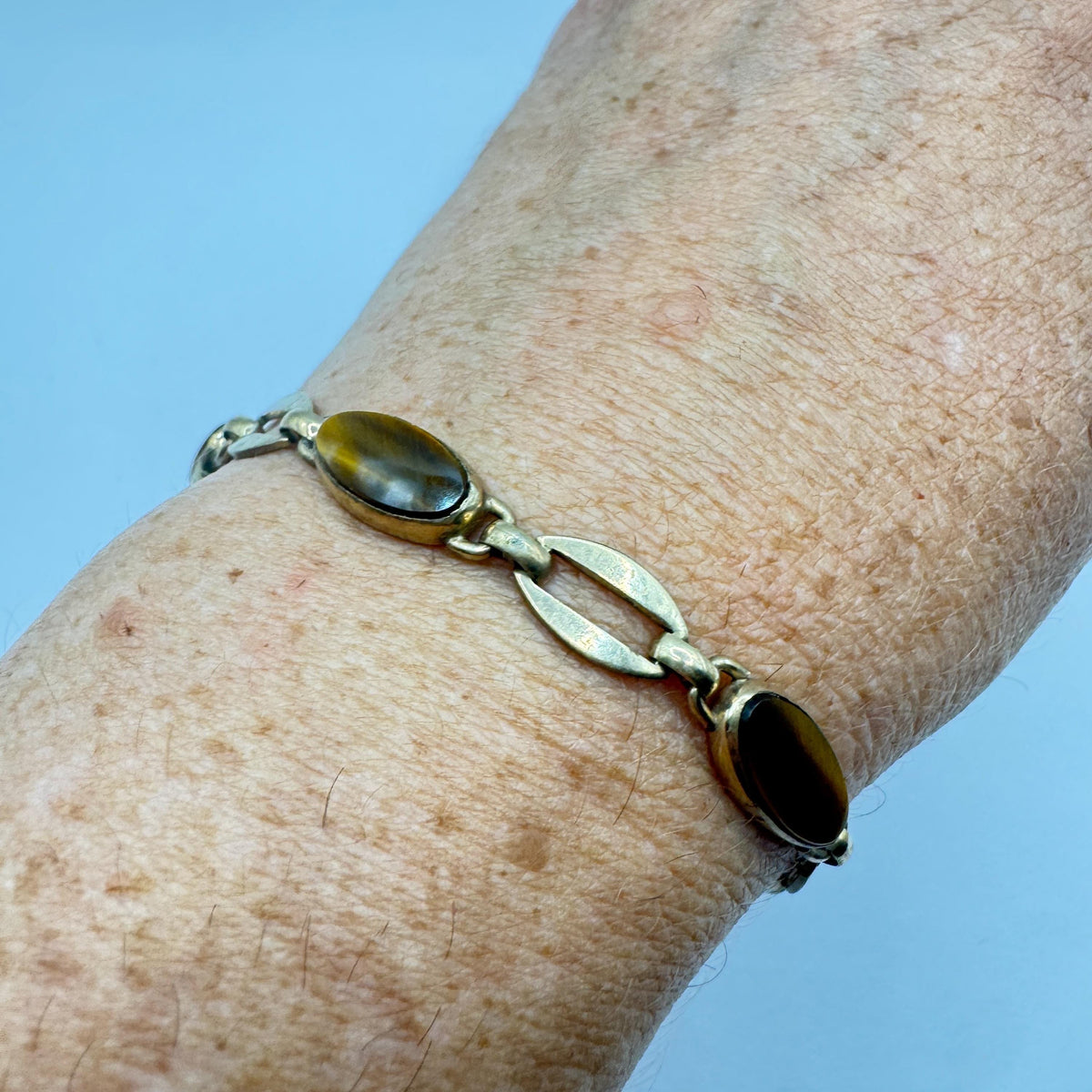 Vintage Tiger’s Eye Gold Filled Bracelet 7 Inches Genuine Gemstone