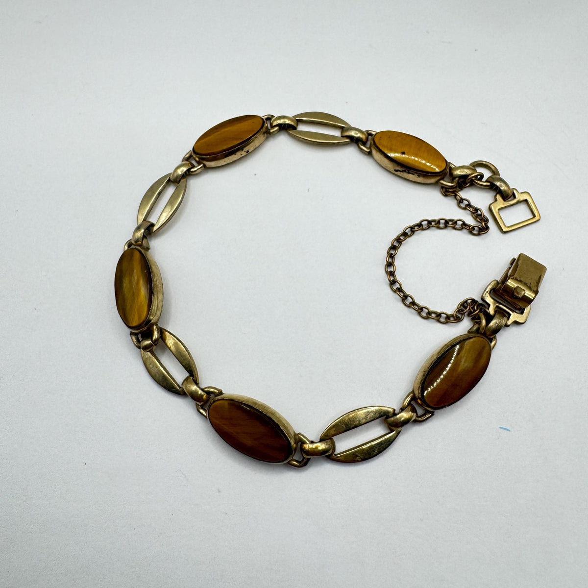Vintage Tiger’s Eye Gold Filled Bracelet 7 Inches Genuine Gemstone