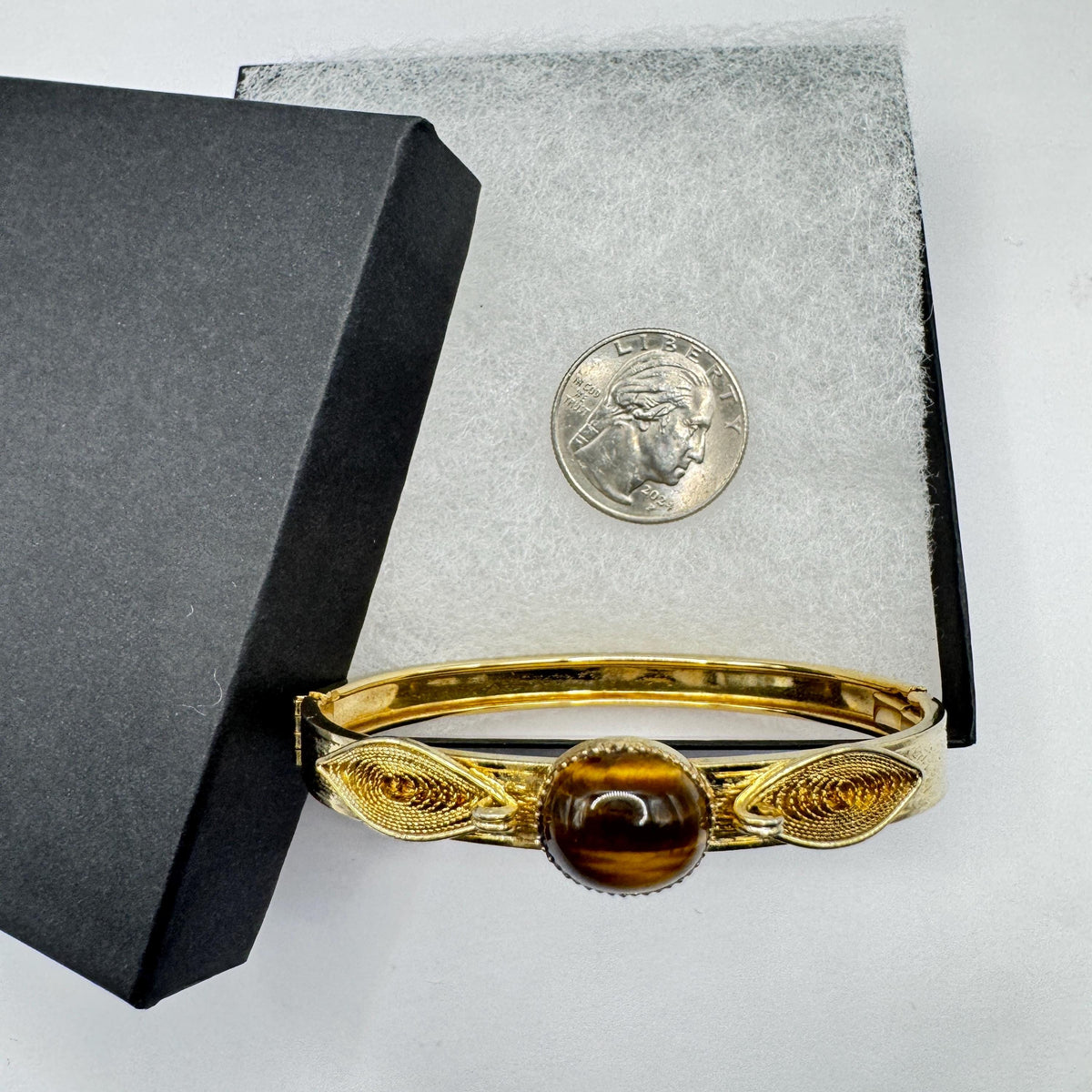 Vintage Tiger’s Eye Gold Filled Bracelet 7 Inches Genuine Gemstone