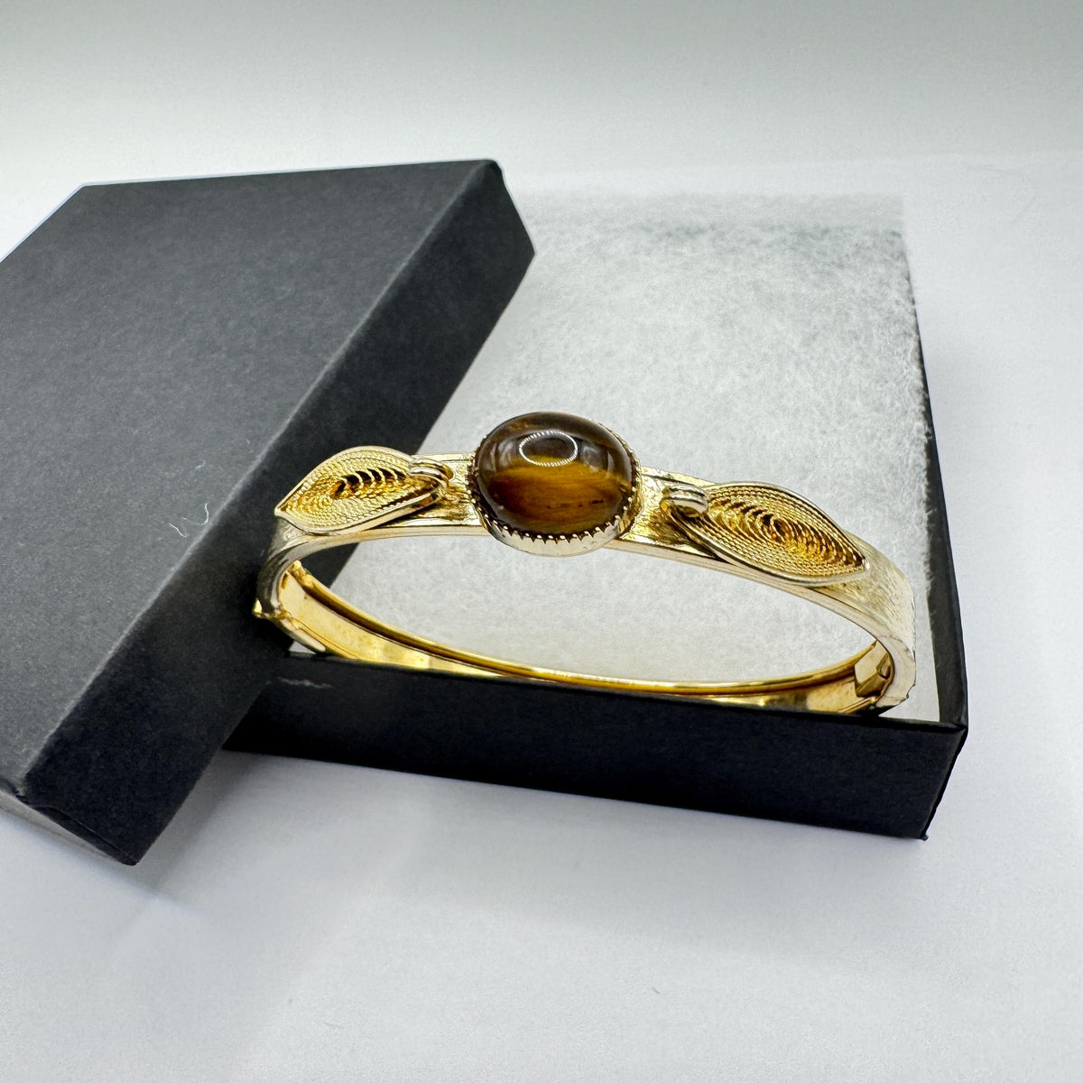 Vintage Tiger’s Eye Gold Filled Bracelet 7 Inches Genuine Gemstone