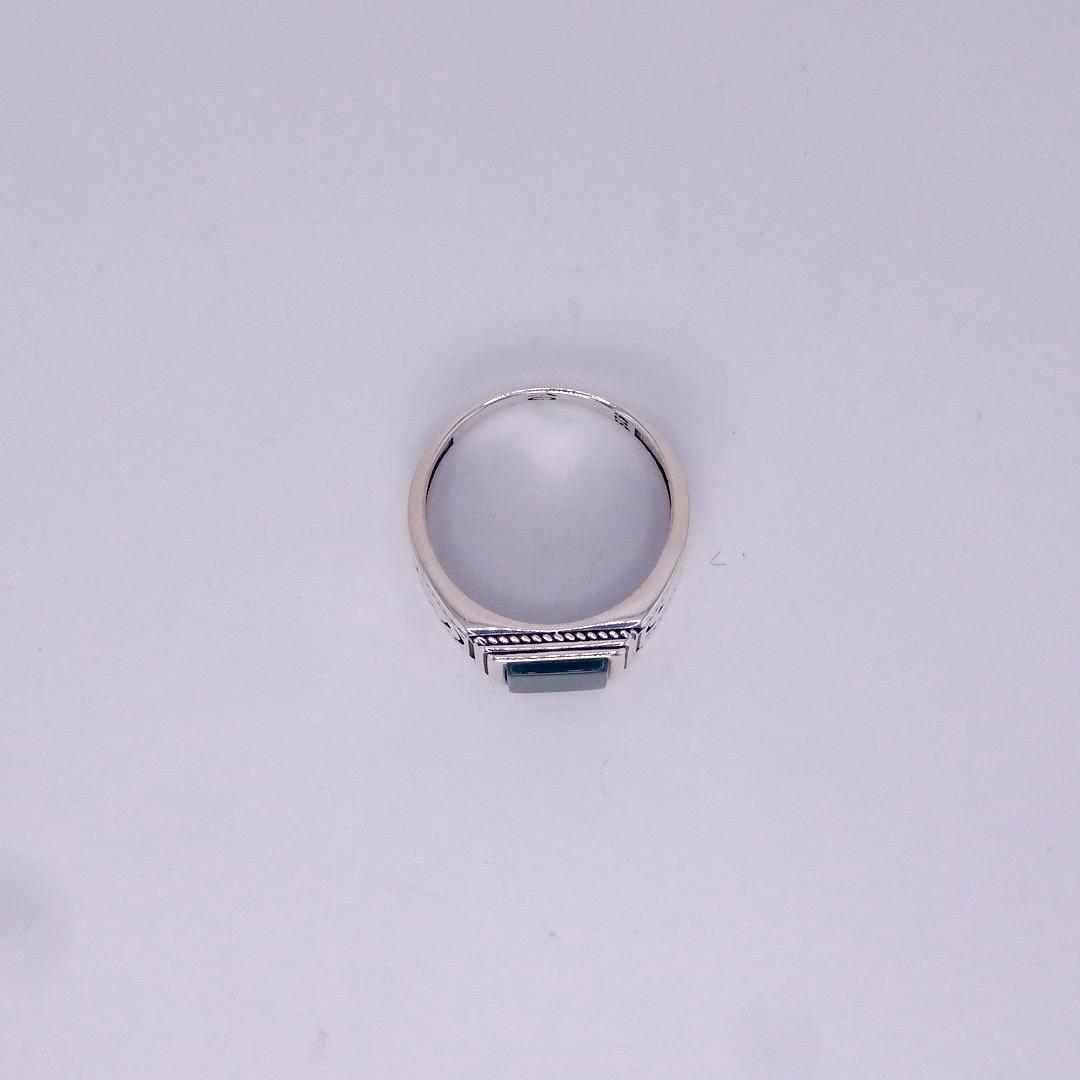 Vintage Green Onyx Mens Ring 925 Sterling Silver