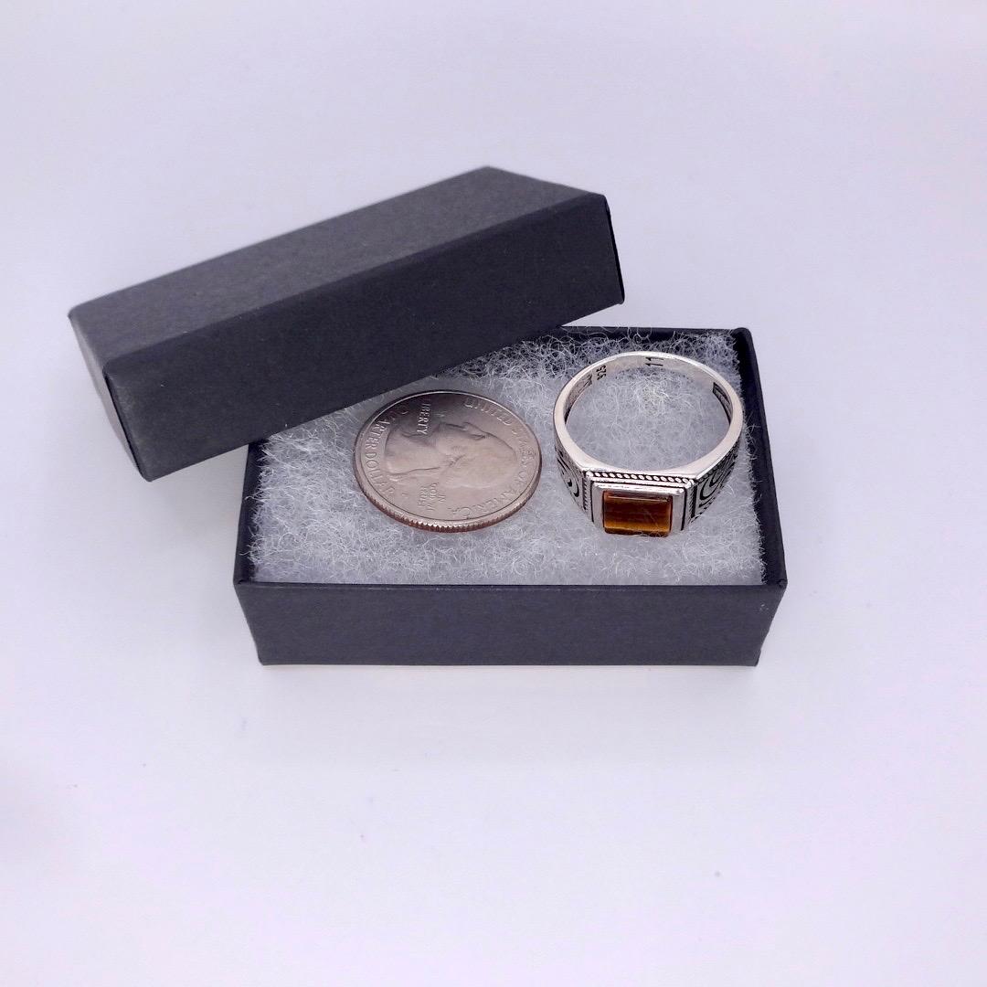 Vintage Tigers Eye Mens Ring 925 Sterling Silver