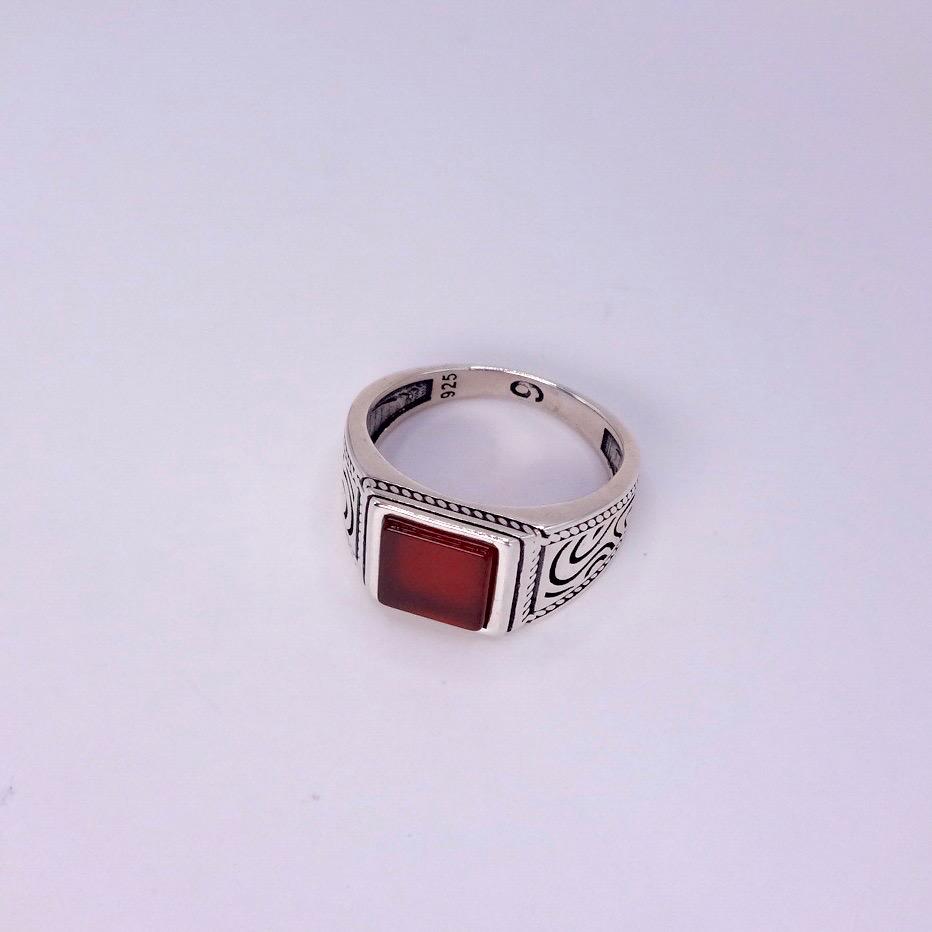 Vintage Carnelian Mens Ring 925 Sterling Silver