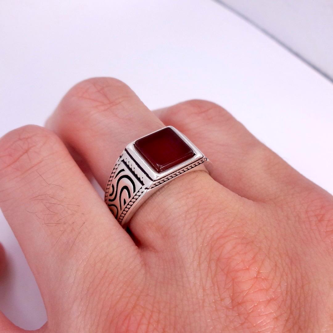 Vintage Carnelian Mens Ring 925 Sterling Silver