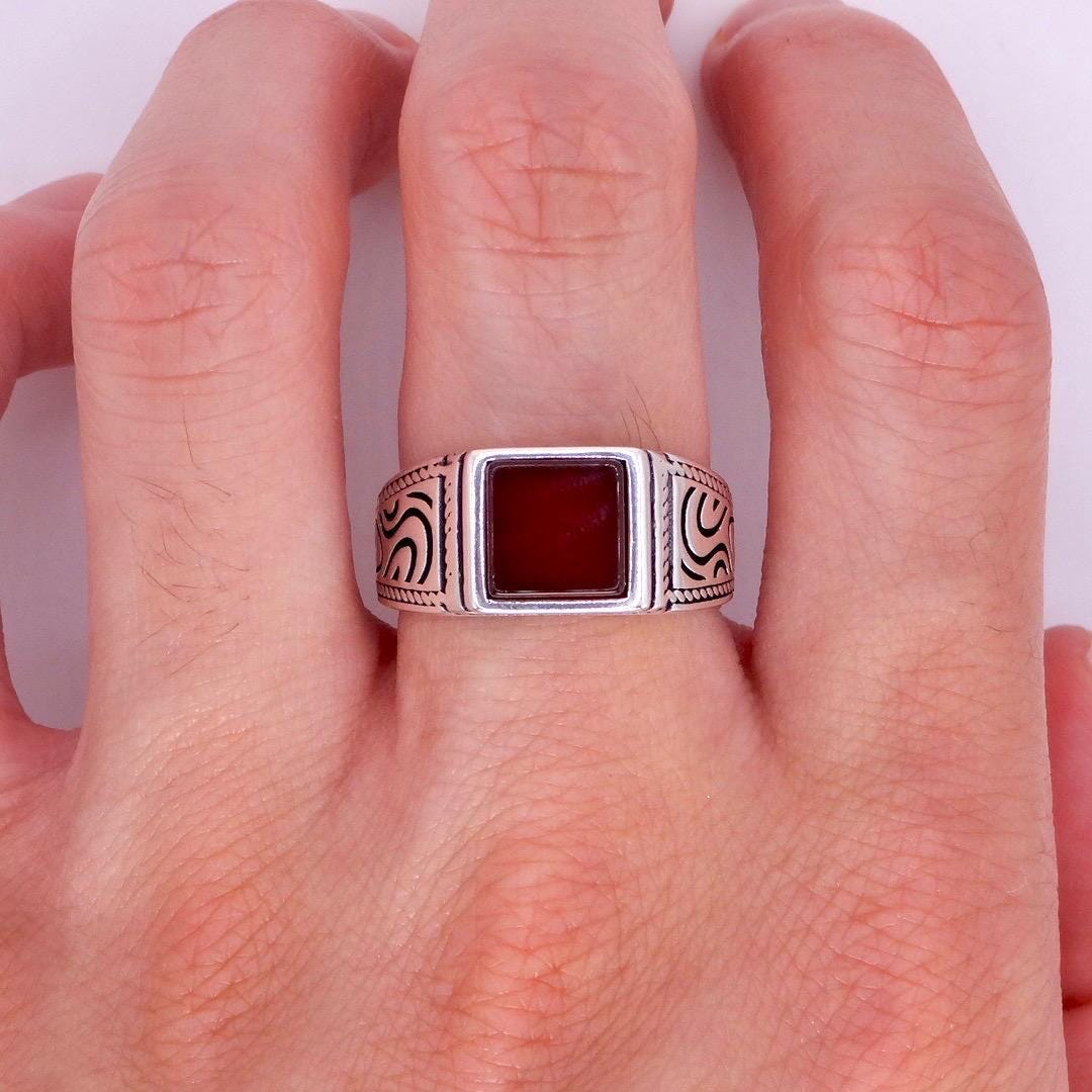Vintage Carnelian Mens Ring 925 Sterling Silver