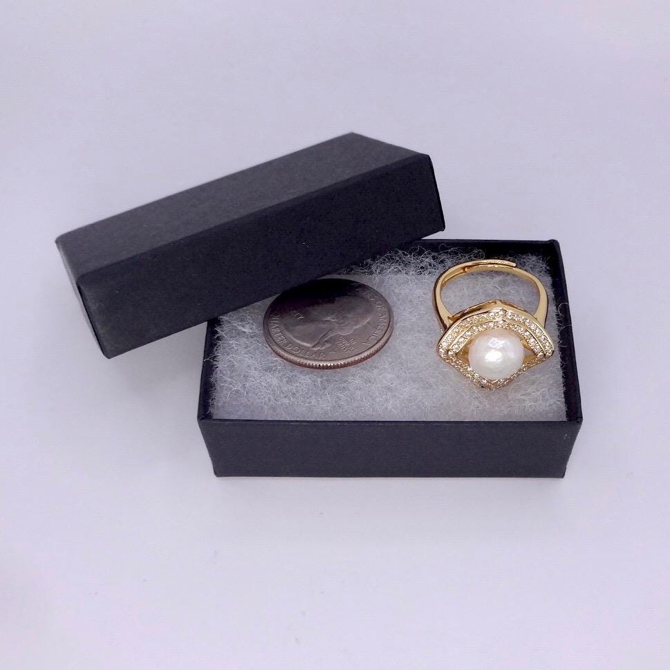 Vintage Biwa Pearl Ring Golden 925 Sterling Silver Cocktail Statement Adjustable