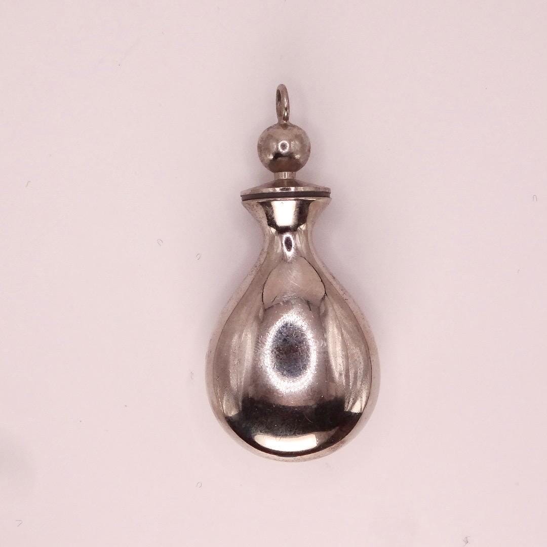 Vintage Perfume Oil Bottle 925 Sterling silver Pendant Necklace