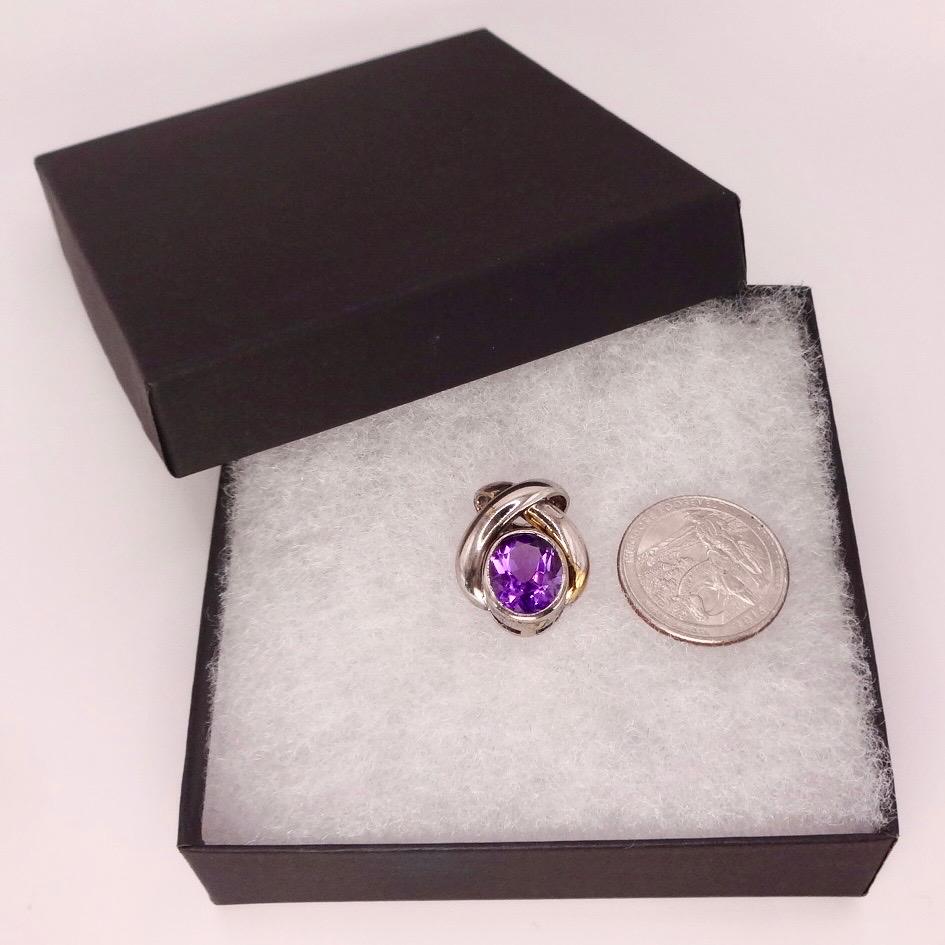 Vintage Purple Amethyst Choker 925 Sterling Silver Pendant Necklace