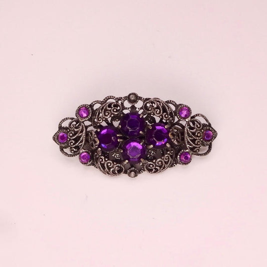 Vintage Rhinestone Purple Crystal Brooch Pin