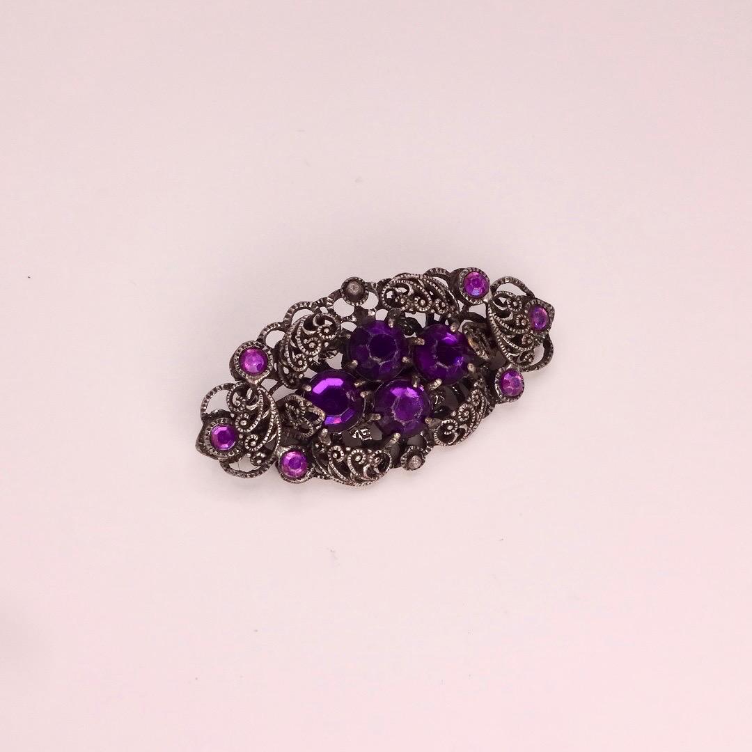 Vintage Rhinestone Purple Crystal Brooch Pin