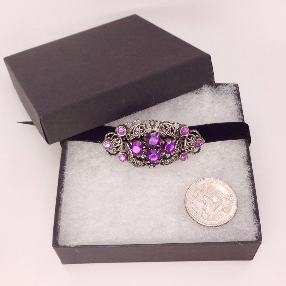 Vintage Rhinestone Purple Crystal Brooch Pin