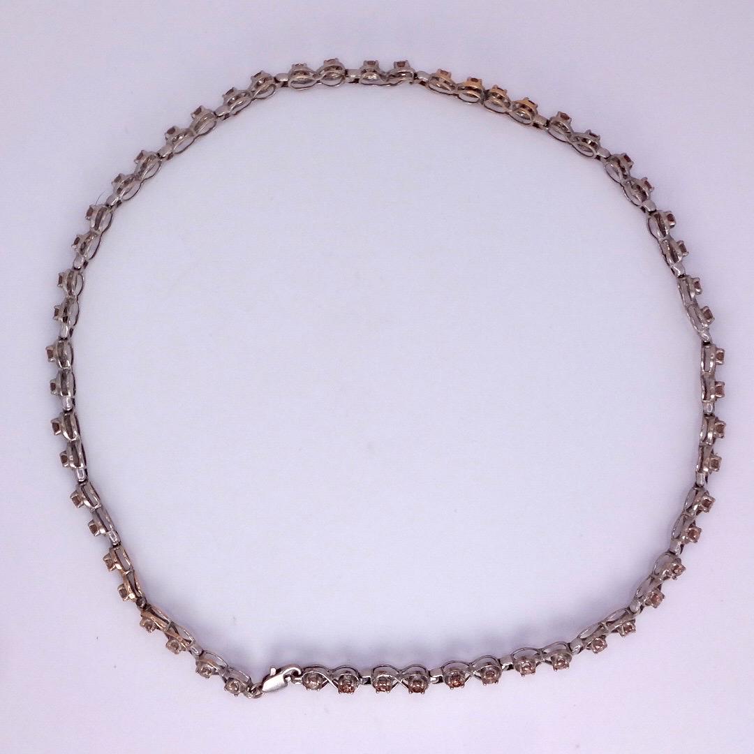 Vintage Champaign Diamond chain 14 inch Choker Chain 925 Sterling Silver necklace
