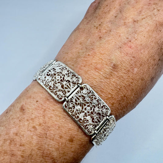 Vintage 925 Sterling Silver Filigree Bracelet