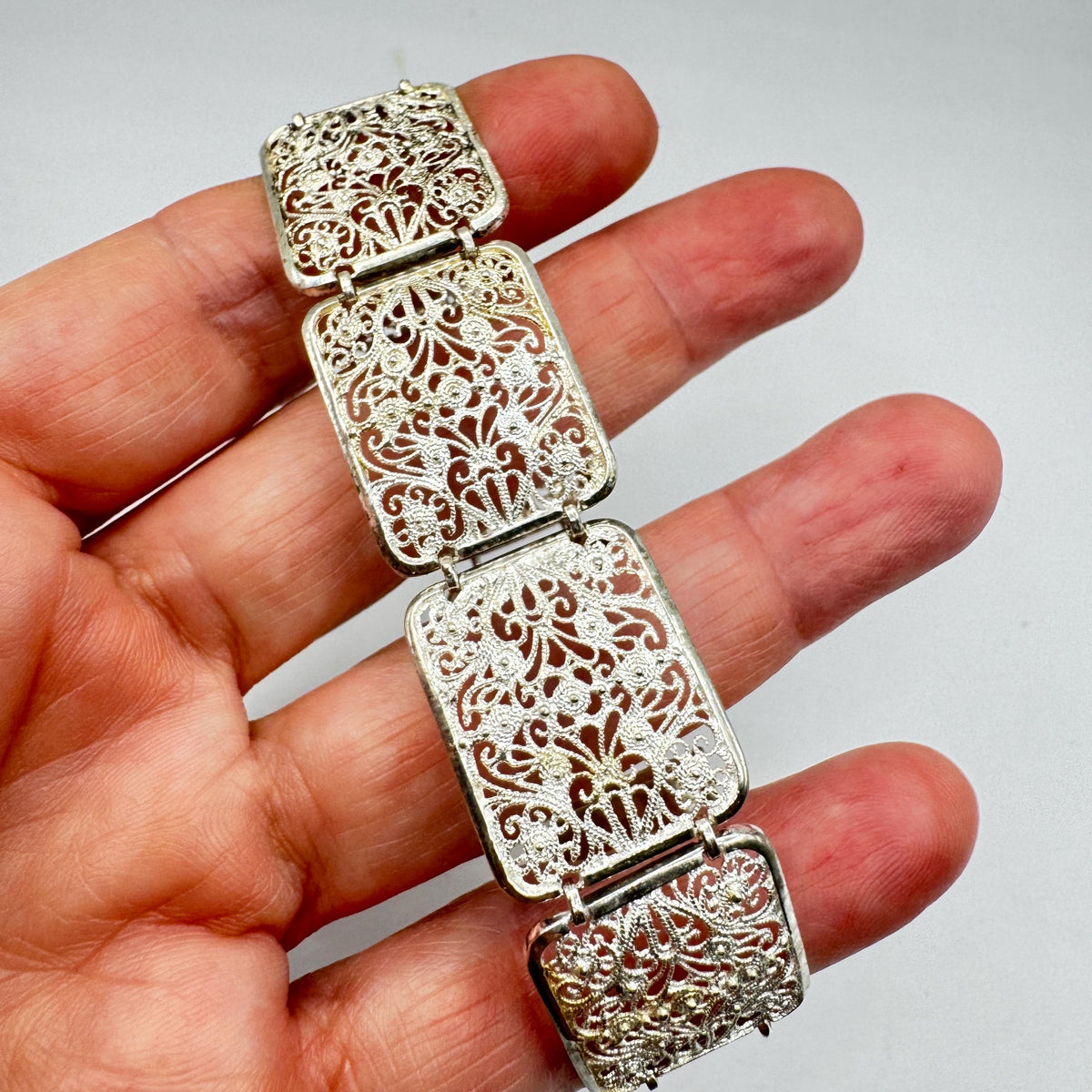Vintage 925 Sterling Silver Filigree Bracelet