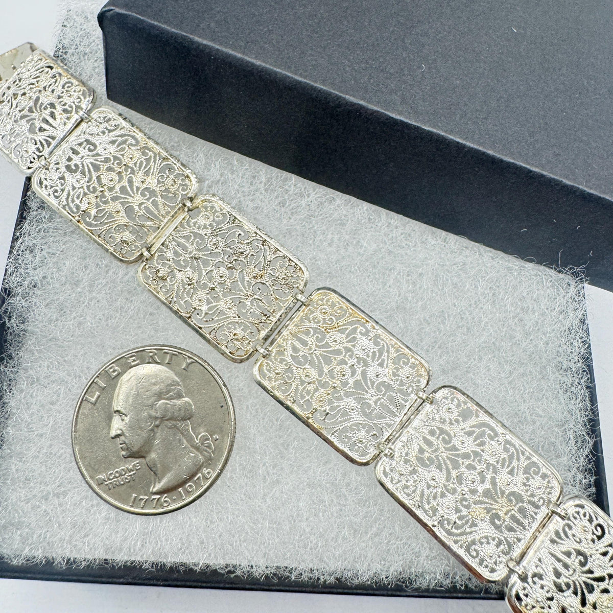 Vintage 925 Sterling Silver Filigree Bracelet