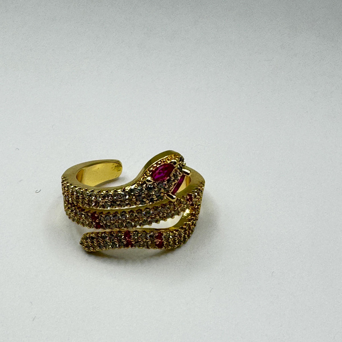 Vintage Snake Serpent Ring Gold filled Deco Cocktail Adjustable