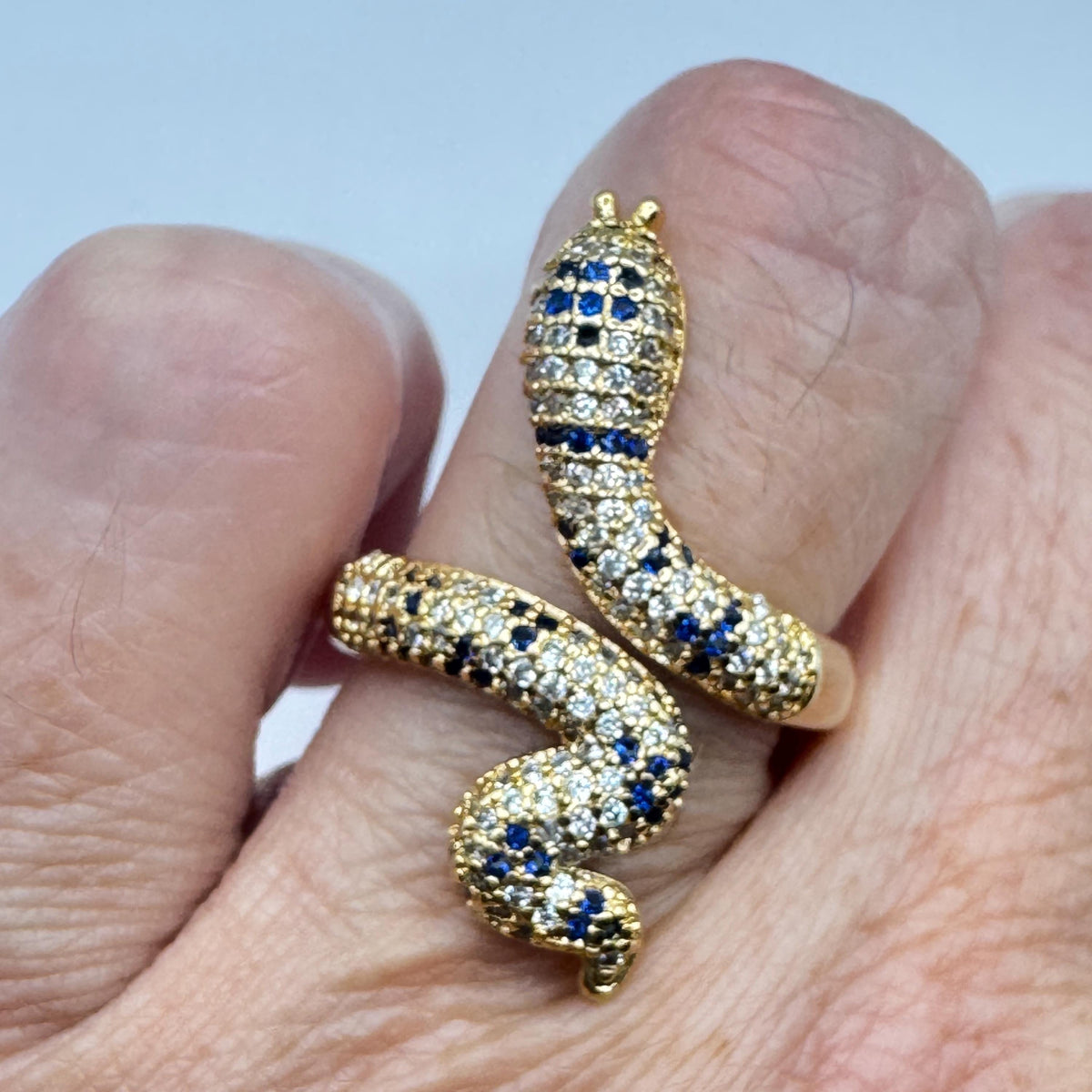 Vintage Snake Serpent Ring Gold filled Deco Cocktail Adjustable
