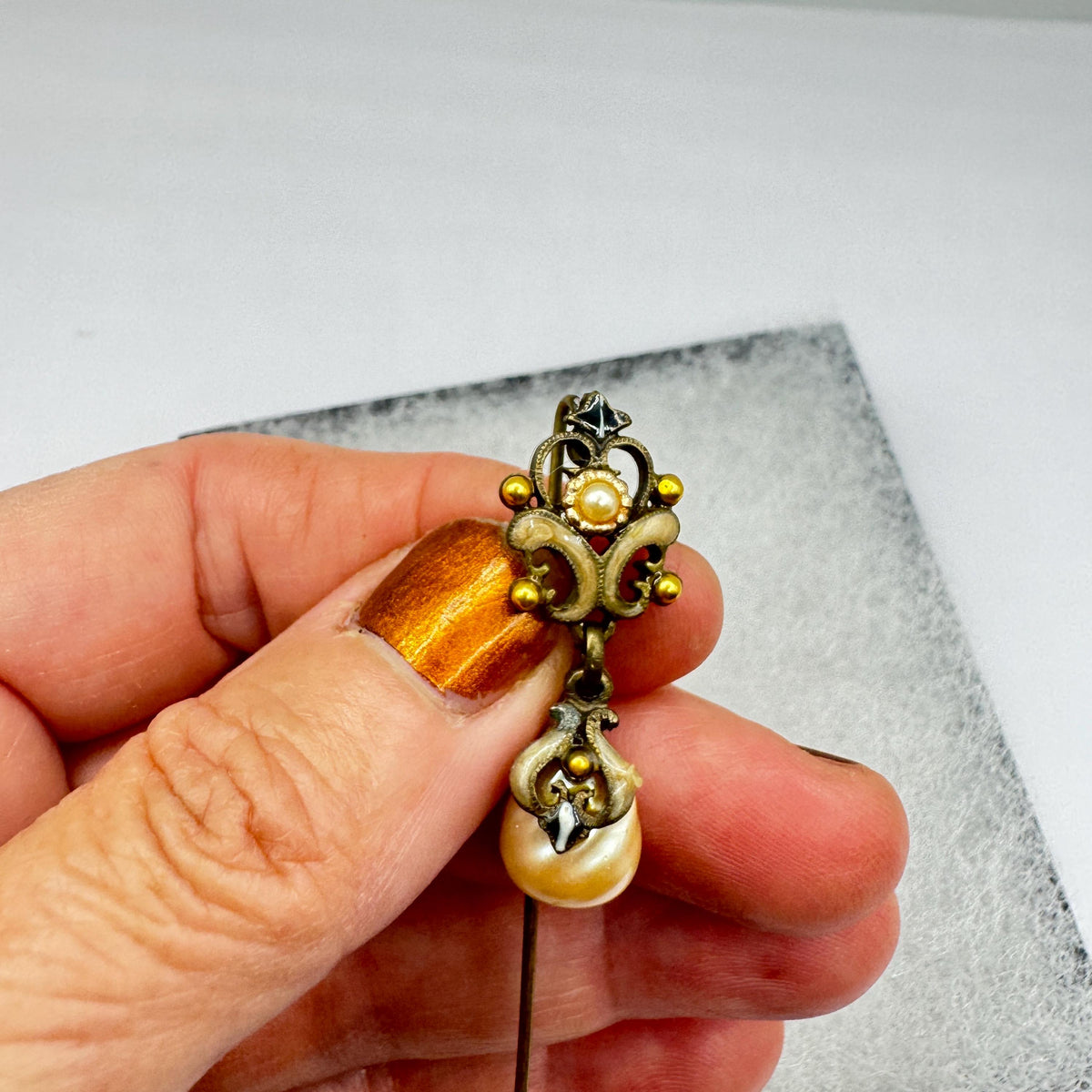 Vintage Austrio Hungarian inspired Bronze Brooch Stick Pin