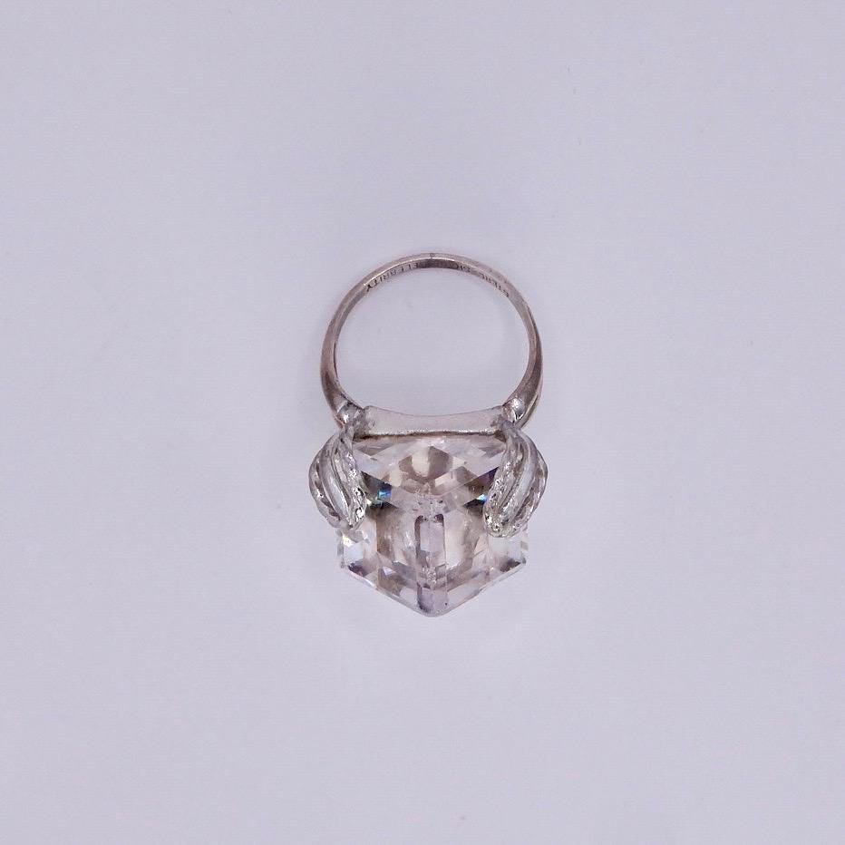 Vintage Purple Crystal 925 Sterling Silver Ring Size 8