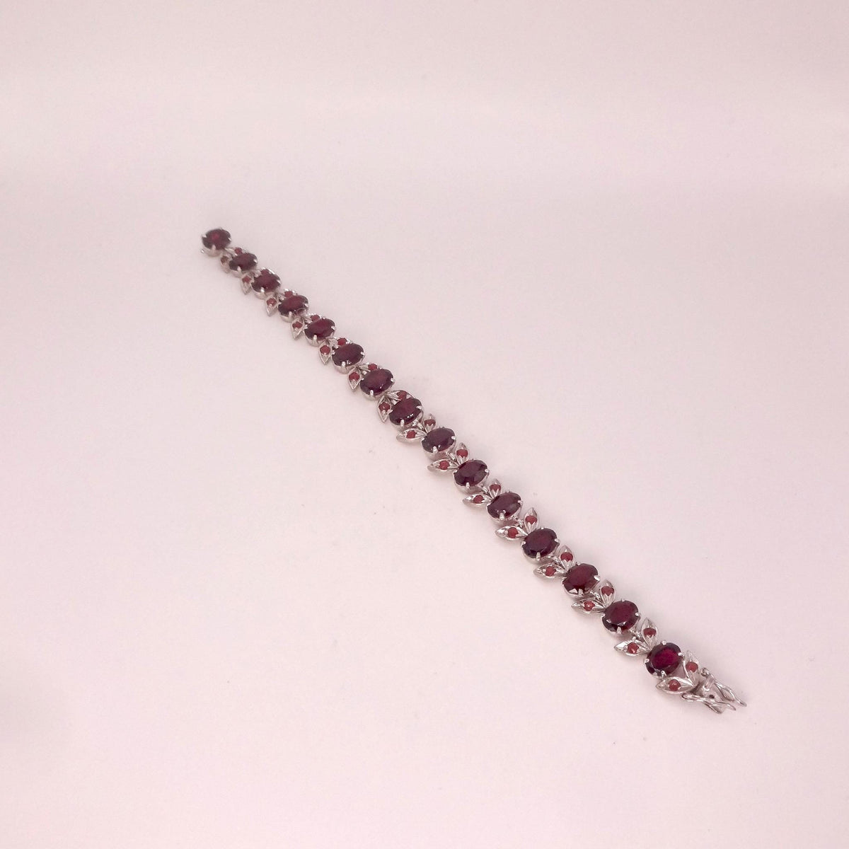Vintage Bohemian Red Garnet Bracelet 925 Sterling Silver