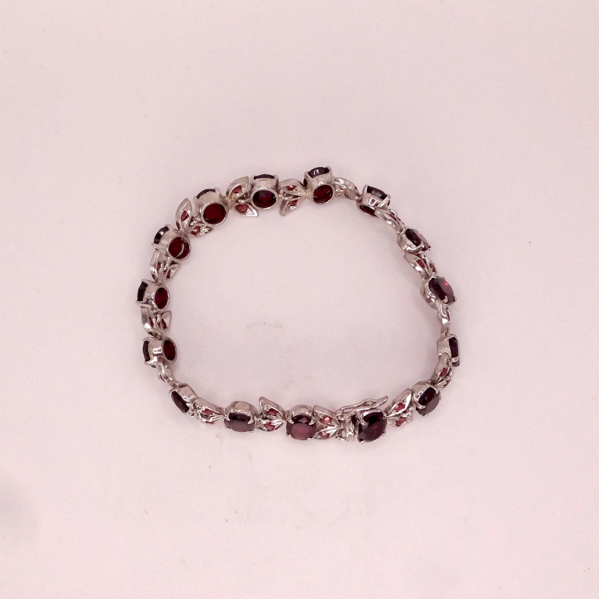 Vintage Bohemian Red Garnet Bracelet 925 Sterling Silver