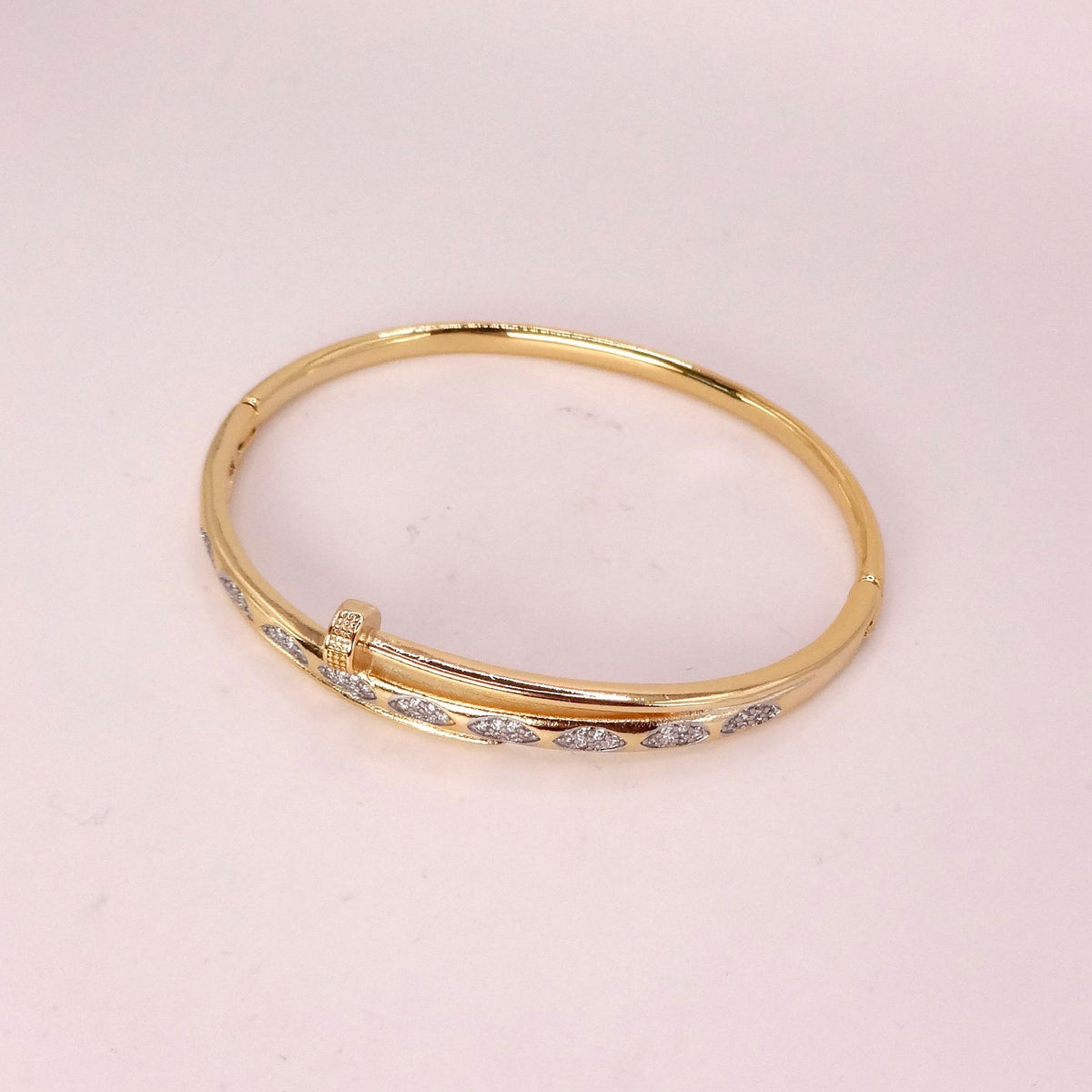 Vintage Snake Bangle Bracelet Gold filled Crystal detail