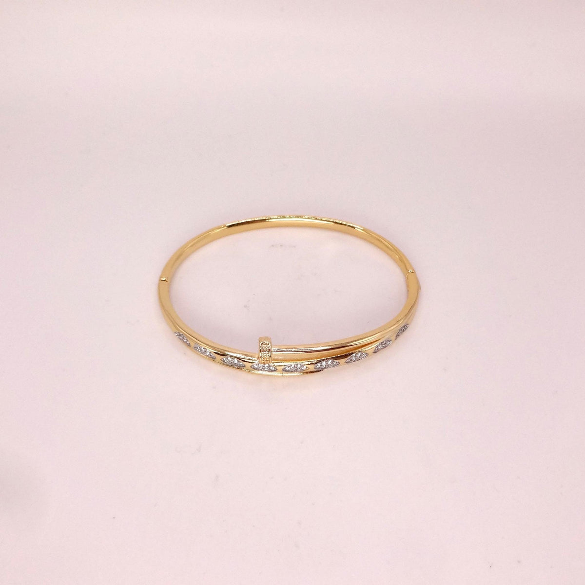 Vintage Snake Bangle Bracelet Gold filled Crystal detail