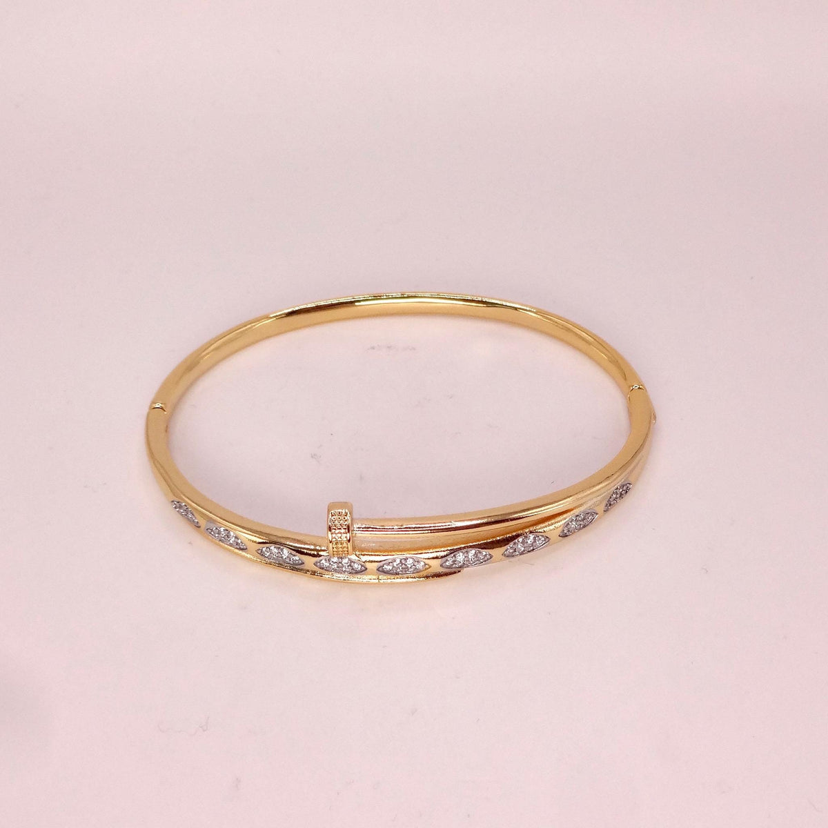 Vintage Snake Bangle Bracelet Gold filled Crystal detail