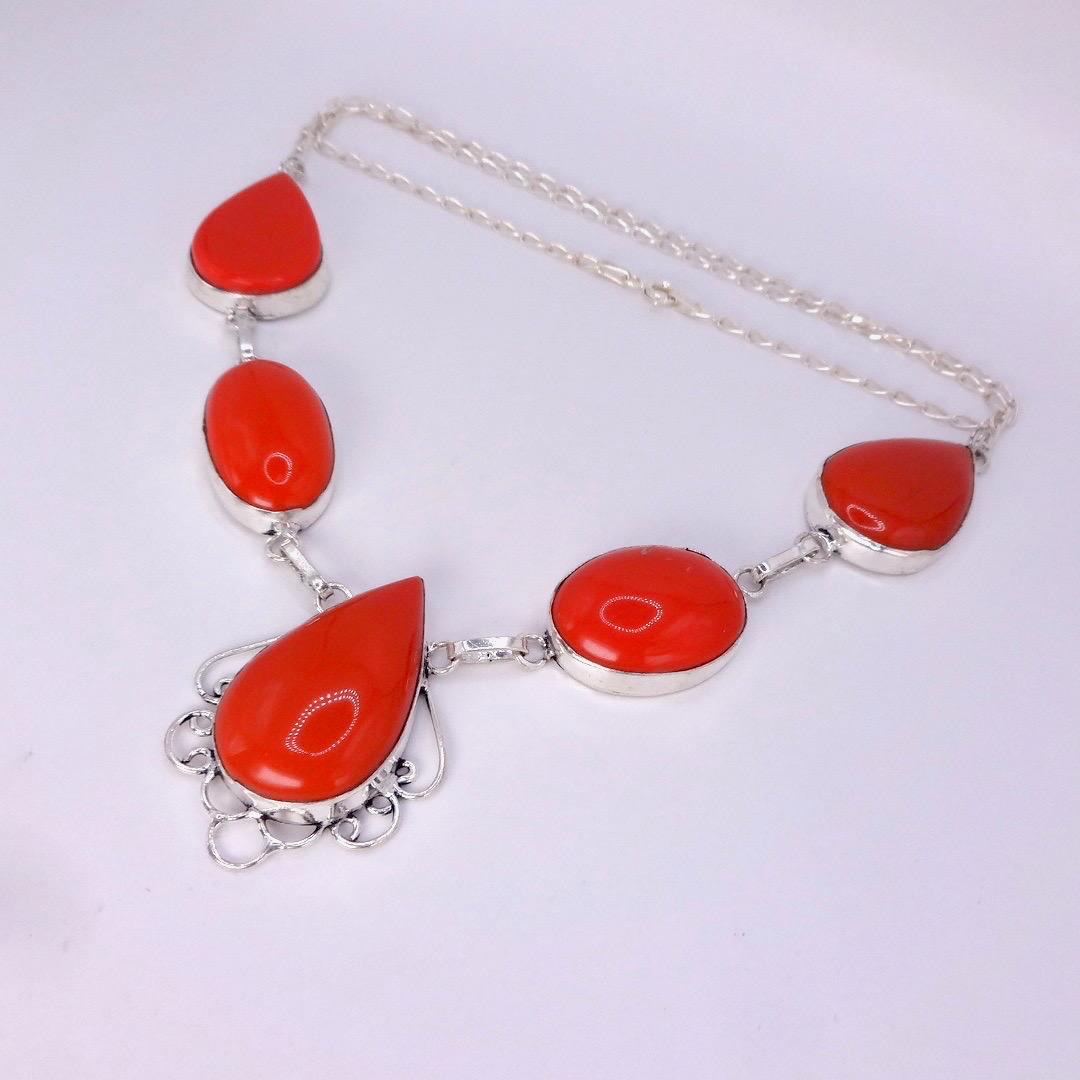 Vintage Boho Silver Red Choker Necklace Choker