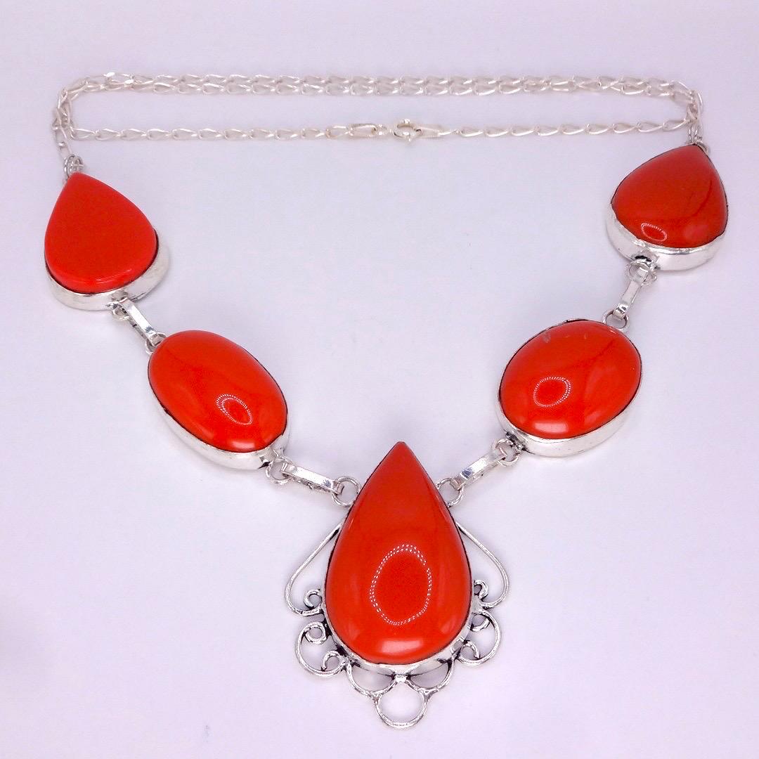 Vintage Boho Silver Red Choker Necklace Choker