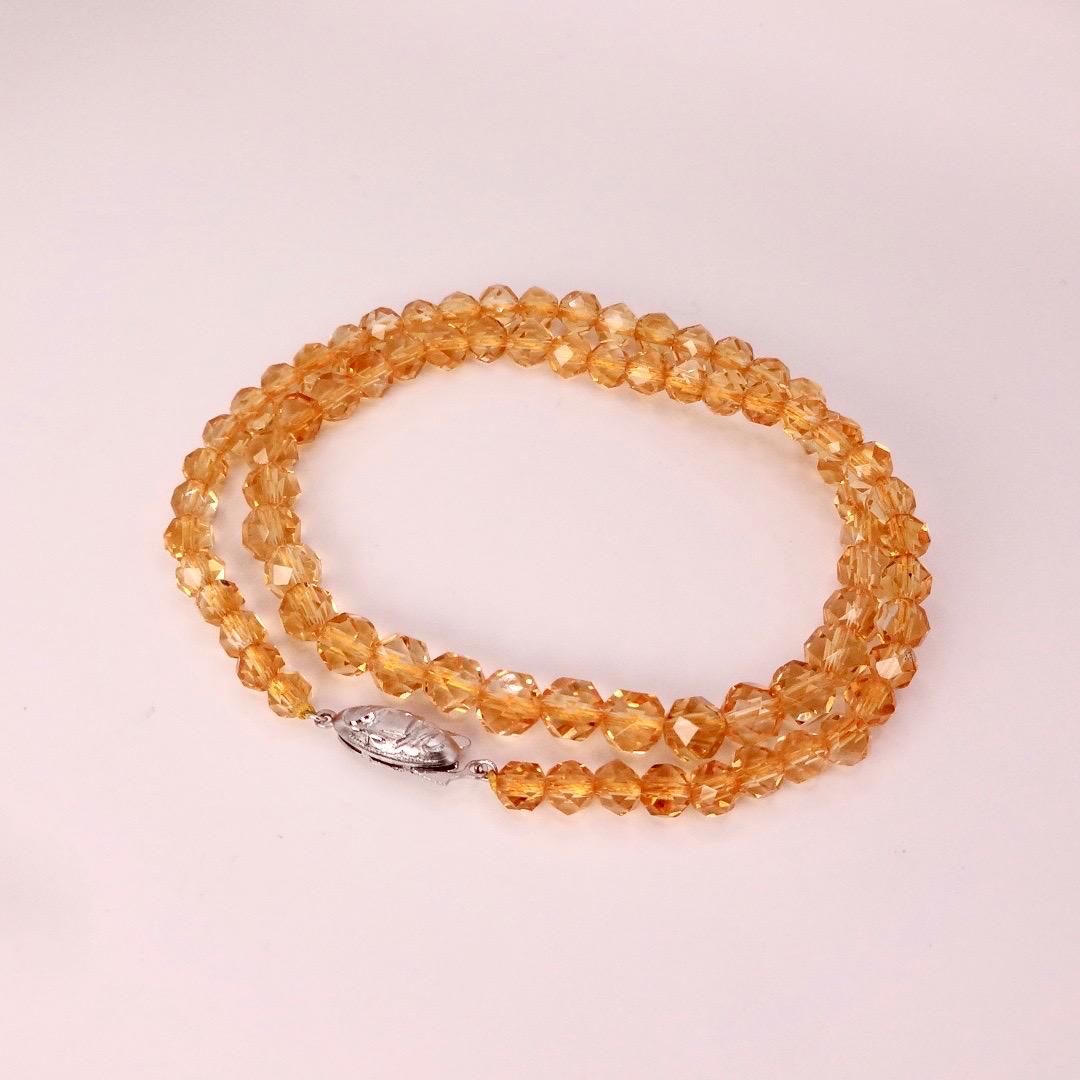 Hand Knotted Vintage Golden Crystal beaded 16 inch Necklace