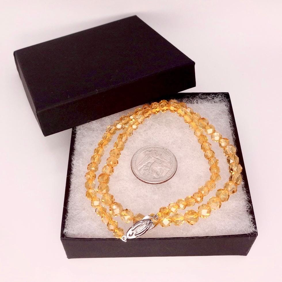 Hand Knotted Vintage Golden Crystal beaded 16 inch Necklace