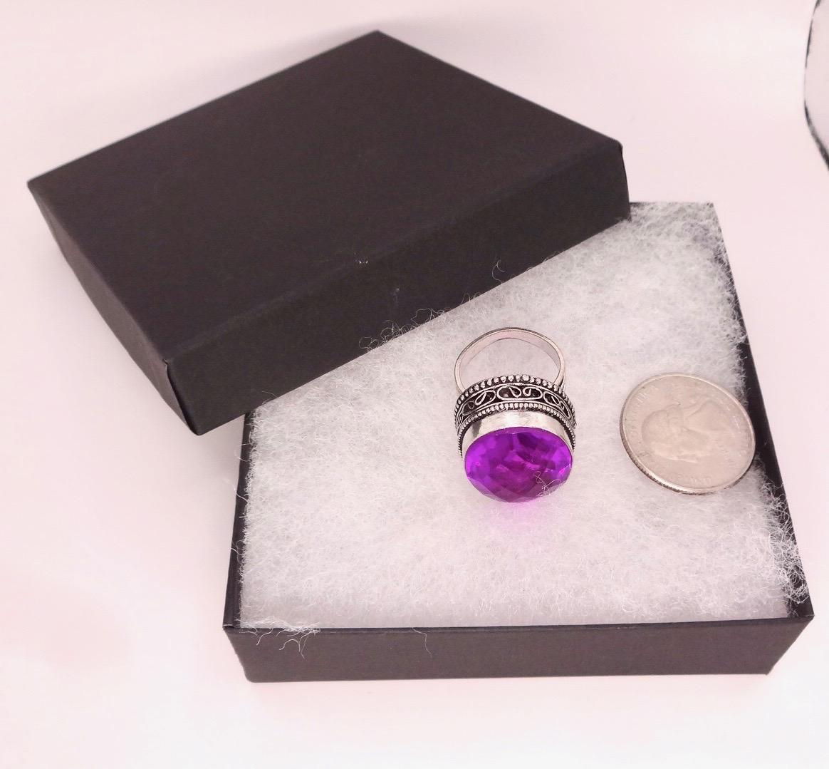Vintage Vintage Purple Art Glass Cocktail Ring Size 7