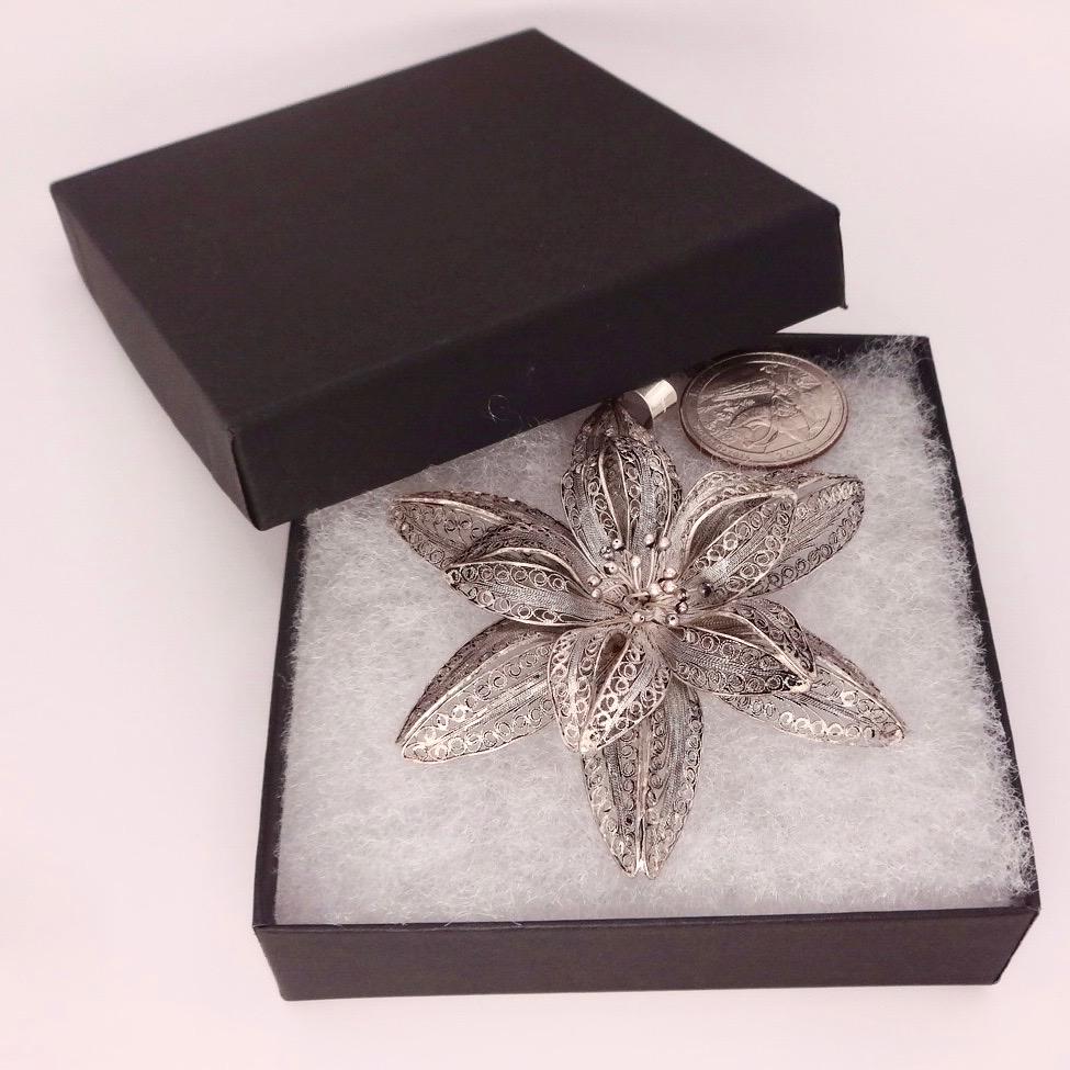Vintage Huge Filigree Choker 925 Sterling Silver Flower Necklace