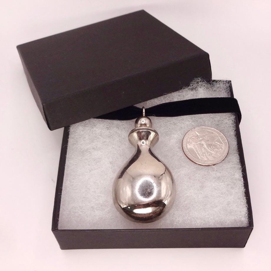 Vintage Perfume Oil Bottle 925 Sterling silver Pendant Necklace