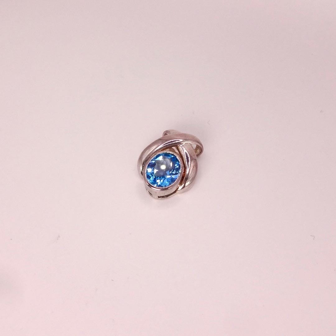 Vintage Genuine Blue Topaz 925 Sterling Silver Deco Choker Necklace Pendant