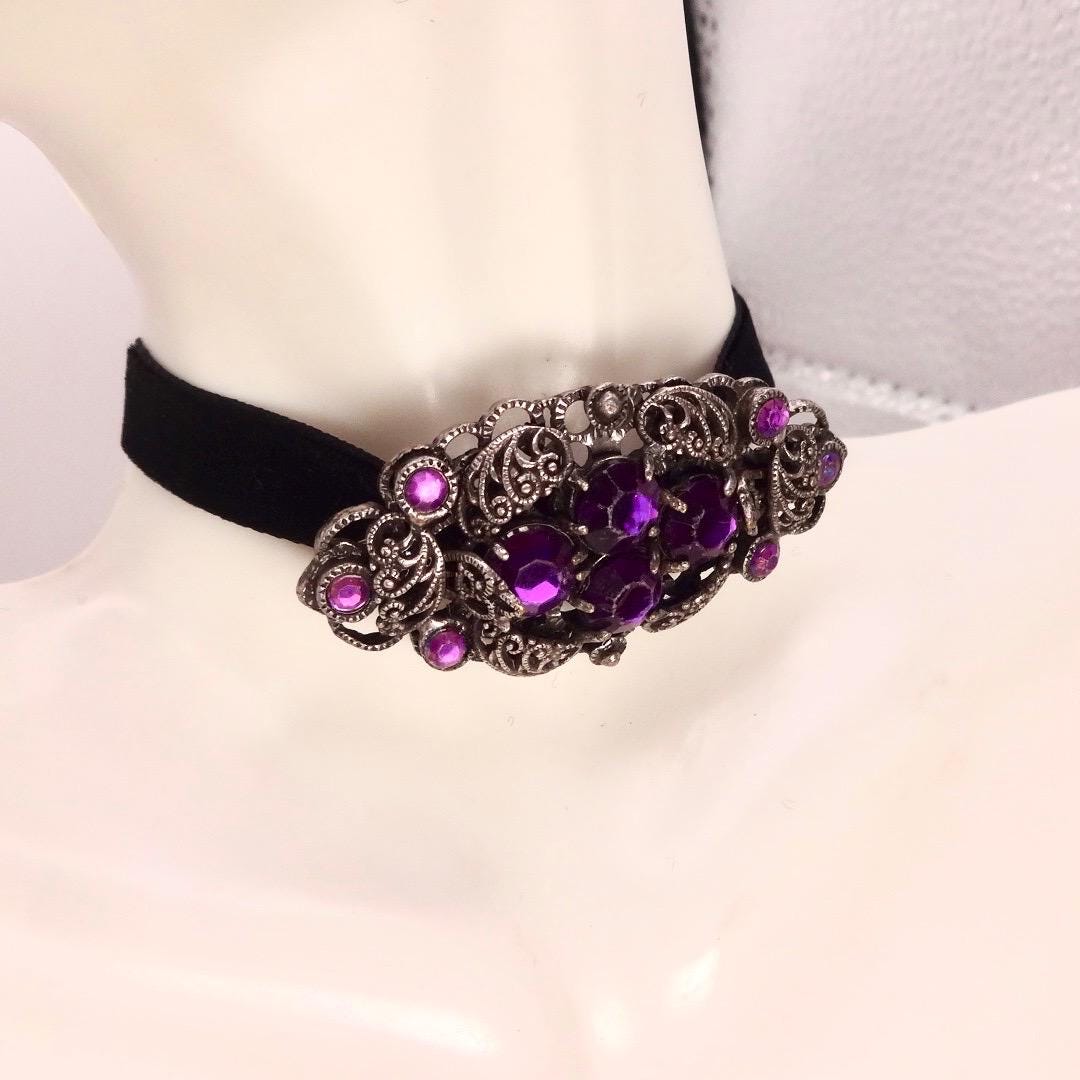 Vintage Rhinestone Purple Crystal Brooch Pin