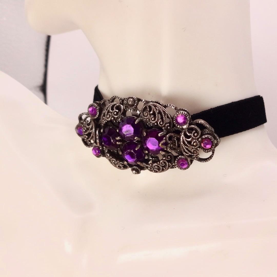 Vintage Rhinestone Purple Crystal Brooch Pin