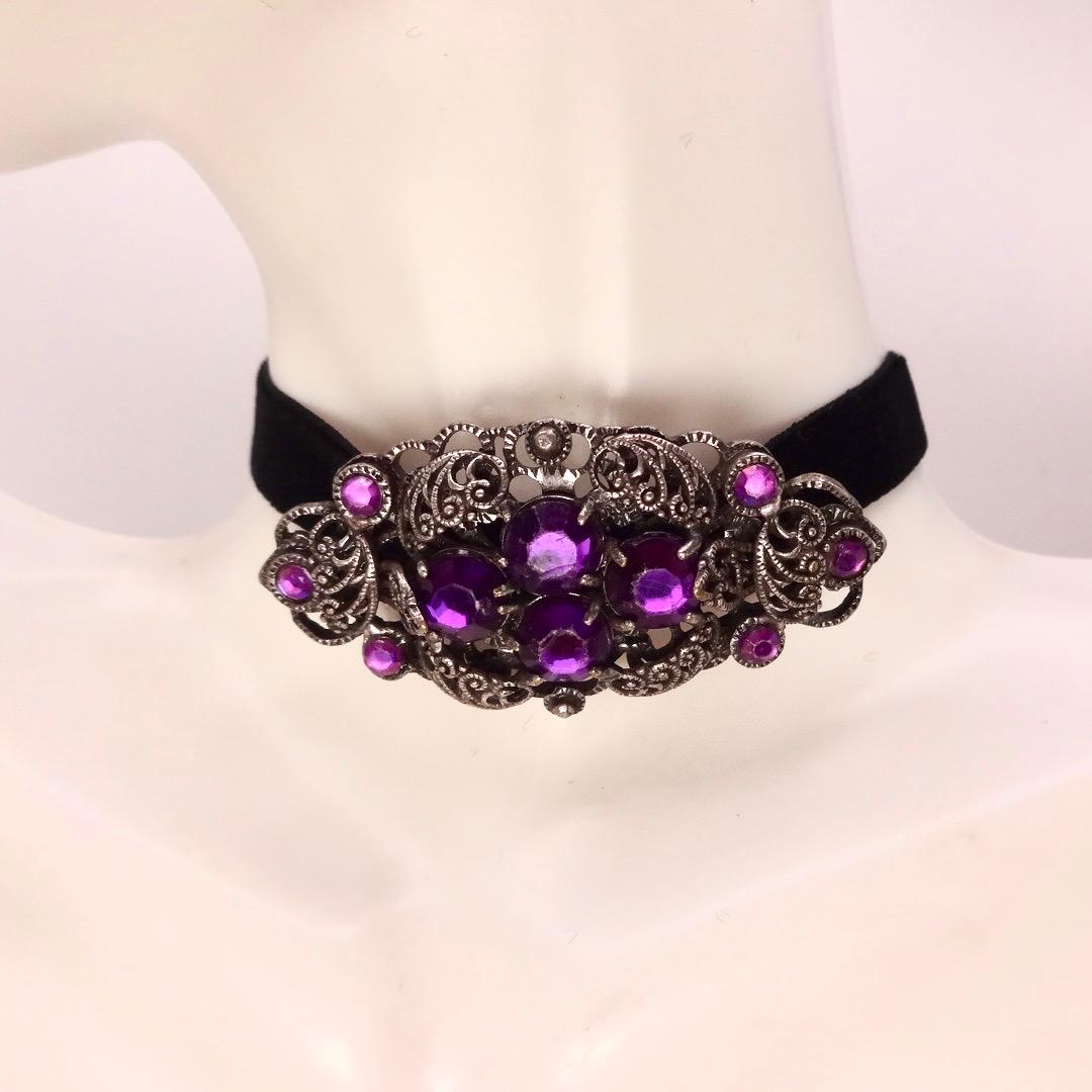 Vintage Rhinestone Purple Crystal Brooch Pin