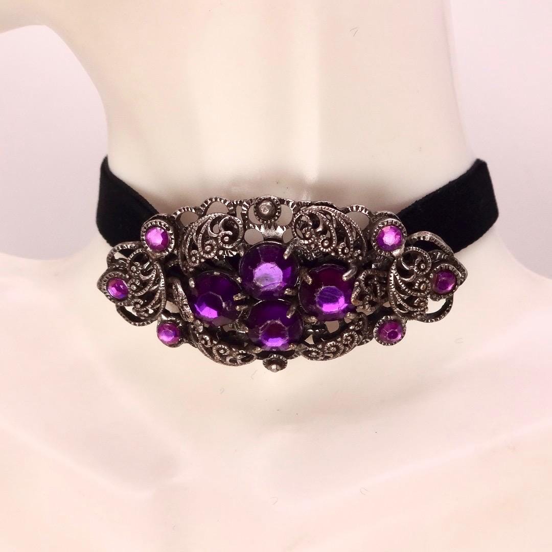 Vintage Rhinestone Purple Crystal Brooch Pin